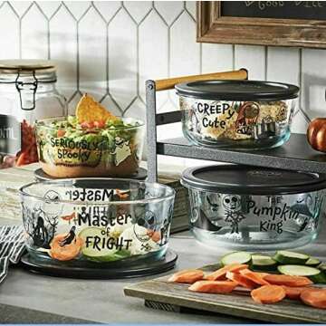 CYOIDAI Pyrex Glass 8-piece Decorated Food Storage Set - Tim Burton's The Nightmare Before Christmas