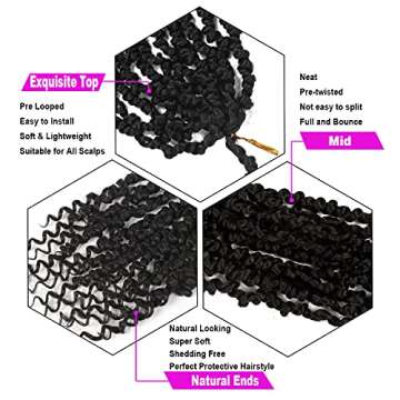 Bileaf 8 Packs Passion Twist Crochet Hair 10 Inch Pre-twisted Short Crochet Passion Twist Hair, Pre Looped Passion Twist Crochet Braids Bohemian Crochet Hair 1B