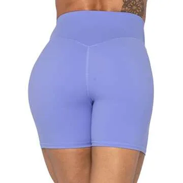 Sunzel 5" High Waist Biker Shorts for Women No Front Seam Soft Yoga Workout Gym Bike Shorts Tummy Control Squat Proof Purple