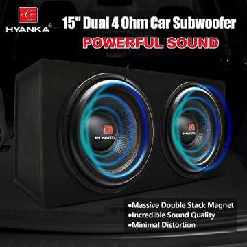 H YANKA BSF-15-4 15 Inch Subwoofer - 2000W MAX Power 15 Inch Paper Cone Subwoofer Car Audio, Black A...