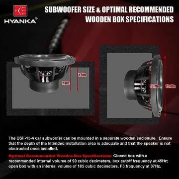 H YANKA BSF-15-4 15 Inch Subwoofer - 2000W MAX Power 15 Inch Paper Cone Subwoofer Car Audio, Black Aluminum Basket, 2.5“ Dual Voice Coil 4 Ohm Impedance 15 Subwoofer for Cars