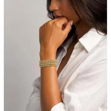 17 MILE Gold Beaded Bracelets for Women, 14K Plated Stackable