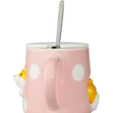 Cute Ceramic Dog Mug 400ML with Lid & Spoon