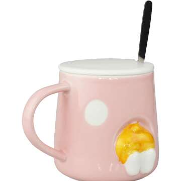 Cute Ceramic Dog Mug 400ML with Lid & Spoon