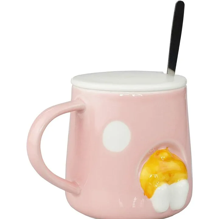 Cute Ceramic Dog Mug 400ML with Lid & Spoon