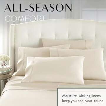 Danjor Linens Queen Sheet Set - 6 Piece Set Including 4 Pillowcases - Deep Pockets - Breathable, Soft Bed Sheets - Wrinkle Free - Machine Washable - Cream Sheets for Queen Size Bed - 6 pc