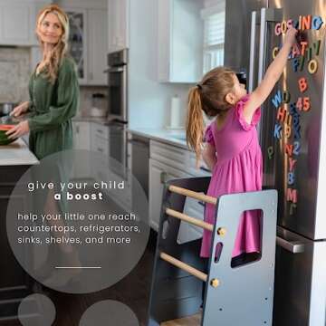 Gosling creative Toddler Standing Tower | Safe Montessori Step Stool for Toddlers, Perfect Tower for Learning New Skills | Ideal Helper for Little Kids in The Kitchen | White