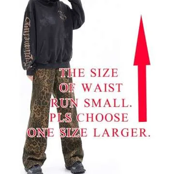 Y2k Leopard Pants Wide Leg Jeans Woman Loose Fit Jeans Hip Hop Pants Vintage Baggy Trousers