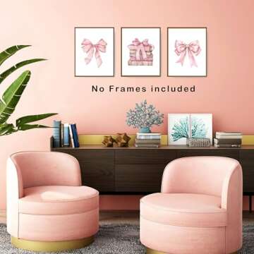 JWVK Coquette Preppy Pink Bow Girly Books Wall Art Prints Set of 3, Book Lovers Gifts, Coquette Room Decor, Preppy Room Decor, Trendy Pink Book Posters for Girls Bedroom Dorm, 8x10 Unframed