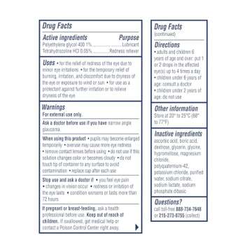 Visine Red Eye Hydrating Comfort Redness Relief and Lubricant Eye Drops to Help Moisturize and Relieve Red Eyes Due to Minor Eye Irritations Fast, Tetrahydrozoline HCl, 0.5 fl. oz