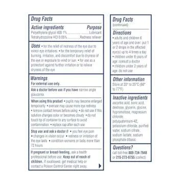 Visine Red Eye Hydrating Comfort Redness Relief and Lubricant Eye Drops to Help Moisturize and Relieve Red Eyes Due to Minor Eye Irritations Fast, Tetrahydrozoline HCl, 0.5 fl. oz