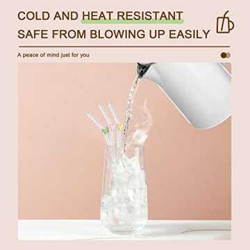 DUMING-IN 6 Pcs Reusable Glass Straws with 2 Cleaning Brushes, Cute Colorful Butterfly Glass Straws Shatter Resistant, Reusable Straws Dishwasher Safe for Juices, Smoothies, Milkshakes, Teas