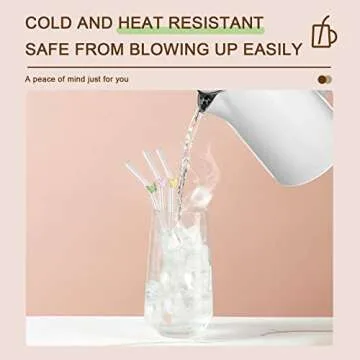 DUMING-IN 6 Pcs Reusable Glass Straws with 2 Cleaning Brushes, Cute Colorful Butterfly Glass Straws Shatter Resistant, Reusable Straws Dishwasher Safe for Juices, Smoothies, Milkshakes, Teas