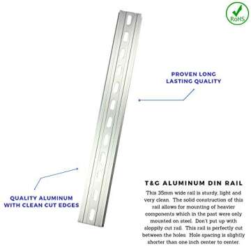 ICI T&G 2 Pieces DIN Rail Slotted Aluminum RoHS 12" Inches Long 35mm Wide 7.5mm High