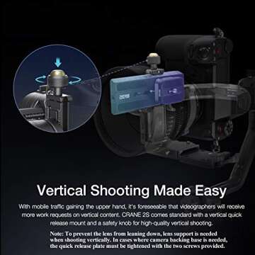 Zhiyun Crane 2S 3-Axis Gimbal Stabilizer for Mirrorless & DSLR Camera Professional Video Stabilizer Compatible with Sony Canon Nikon BMPCC 6K Panasonic,Vertical Shooting (New Crane 2