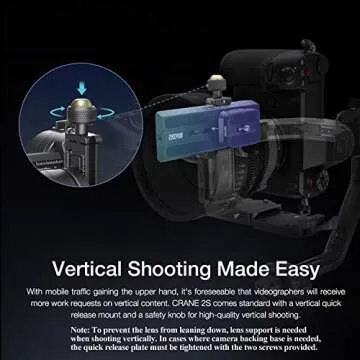 Zhiyun Crane 2S 3-Axis Gimbal Stabilizer for Mirrorless & DSLR Camera Professional Video Stabilizer Compatible with Sony Canon Nikon BMPCC 6K Panasonic,Vertical Shooting (New Crane 2