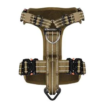 ICEFANG Dog Strap Harness with 4 x Metal Buckles,for Large Sized Dog,K9 Vest,Y-Shape Chest,Adjustable Pet Harness,No-Pull Front Leash Clip (Large (Pack of 1), Brown)