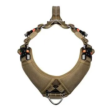 ICEFANG Dog Strap Harness with 4 x Metal Buckles,for Large Sized Dog,K9 Vest,Y-Shape Chest,Adjustable Pet Harness,No-Pull Front Leash Clip (Large (Pack of 1), Brown)