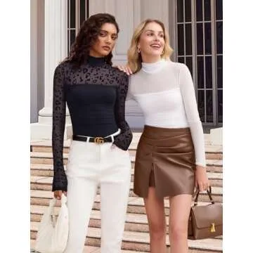 Avidlove Women Long Sleeve Bodysuit Turtle Neck Shapewear Body Suits Mesh Going Out Tops New Years Eve Outfits