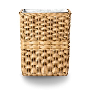 Stylish Wicker Waste Basket with Metal Liner