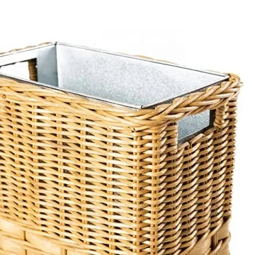 Stylish Wicker Waste Basket with Metal Liner
