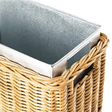 Stylish Wicker Waste Basket with Metal Liner