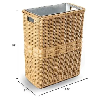 Stylish Wicker Waste Basket with Metal Liner