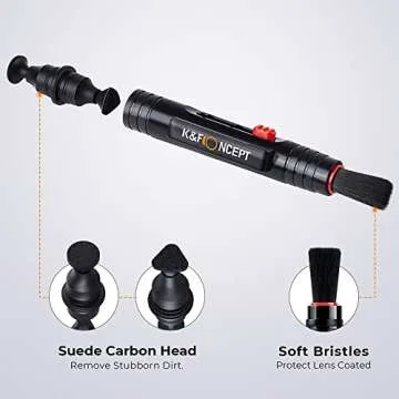K&F Concept 4-in-1 Camera Lens Cleaning Kit with Lens Cleaning Pen, Camera Air Blower, Microfiber Cleaning Cloth, Lens Cleaner Kit for Canon Nikon Pentax Sony DSLR Camera Lens Filter Cell Phones