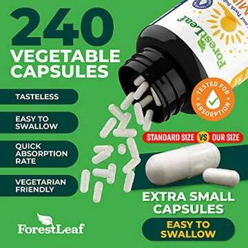 ForestLeaf Vitamin D3 50000 IU - Bone Health and Immune Support - Small Easy to Swallow Vegetable Capsules - Non-GMO Gluten Free VIT D - VIT D3 Vitamin D Supplements for Women and Men, 240 Count