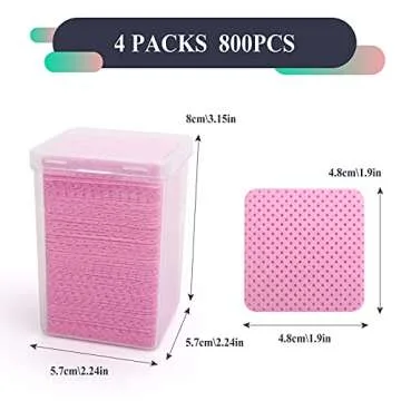 800 Pieces Eyelash Extension Glue Wipes, Lint Free Eyelash Glue Cleaner Glue Wiping Cloth, Non-Woven Fabric Wipes Removal Tool for Eyelash Extension Glue and Nail Polish Bottle