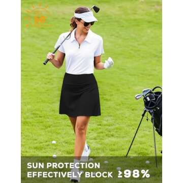 PINSPARK Short Sleeve Women's Golf Polo - Moisture Wicking, UPF 50+ Athletic Top