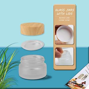 12 Pack Frosted Glass Jar Cosmetic Cream Jar Sample Jars Empty Travel Makeup Container For Cream Lotion Lip Balm Eyeshadow (5g)