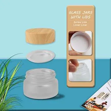 12 Pack Frosted Glass Jar Cosmetic Cream Jar Sample Jars Empty Travel Makeup Container For Cream Lotion Lip Balm Eyeshadow (5g)