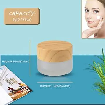 12 Pack Frosted Glass Jar Cosmetic Cream Jar Sample Jars Empty Travel Makeup Container For Cream Lotion Lip Balm Eyeshadow (5g)