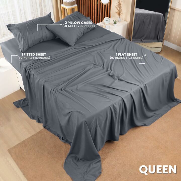 Utopia Queen Bed Sheets Set - 4 Piece Microfiber