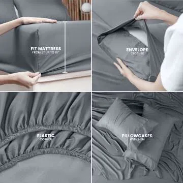 Utopia Queen Bed Sheets Set - 4 Piece Microfiber