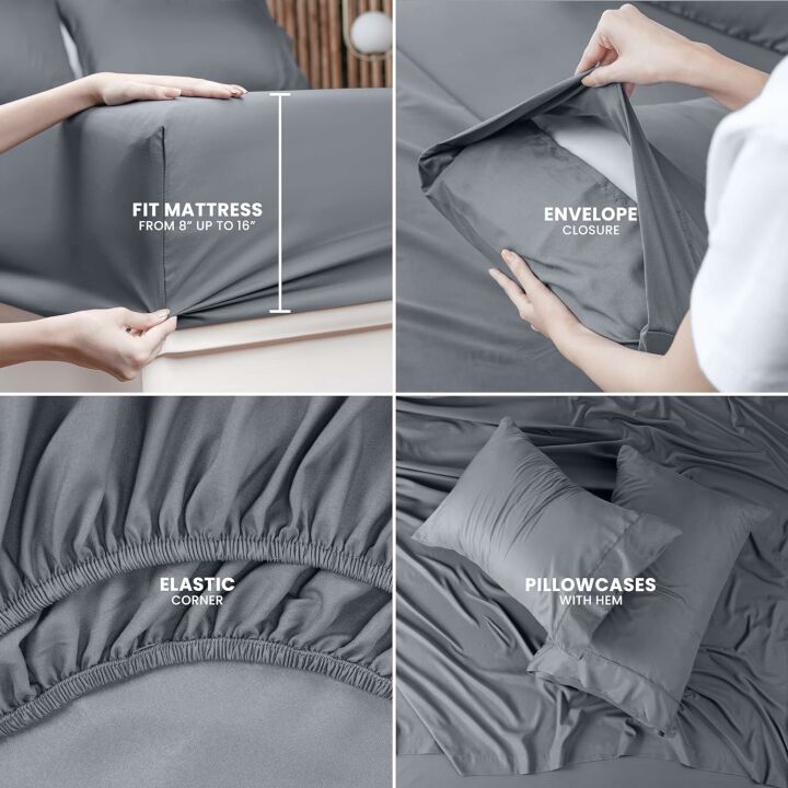 Utopia Queen Bed Sheets Set - 4 Piece Microfiber