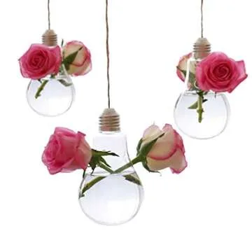 Ivolador 3PCS Lightbulb Glass Hanging Planters for Decor