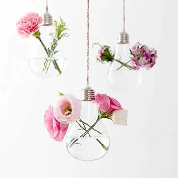 Ivolador 3PCS Lightbulb Glass Hanging Planters for Decor