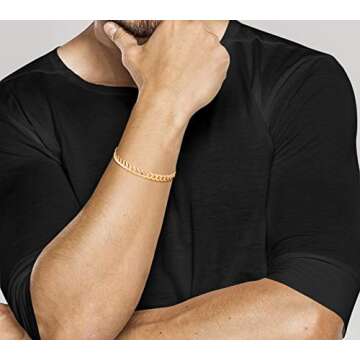 Miabella 18K Gold Over Sterling Silver Italian 5mm Solid Diamond-Cut Cuban Link Curb Chain Bracelet for Men Women, 925 Made in Italy (8 Inches)