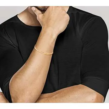 Miabella 18K Gold Over Sterling Silver Italian 5mm Solid Diamond-Cut Cuban Link Curb Chain Bracelet for Men Women, 925 Made in Italy (8 Inches)