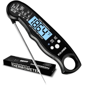 KULUNER TP-01 Waterproof Digital Instant Read Meat Thermometer with 4.6 Folding Probe Backlight Cali...