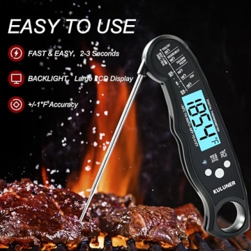 KULUNER Waterproof Digital Instant Read Thermometer 4.6" Probe