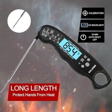 KULUNER Waterproof Digital Instant Read Thermometer 4.6" Probe