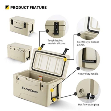 EchoSmile 25-75 Quart Coolers for 5 Days Ice Retention