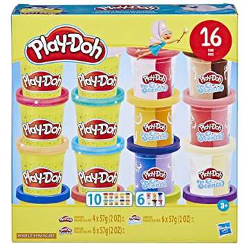 Play-Doh Sparkle and Scents Variety Pack - 16 Cans & 4 Tools for Kids, Non-Toxic Arts & Crafts Toy