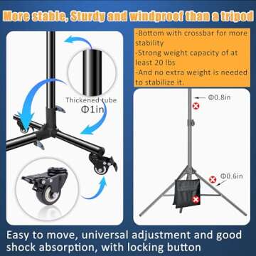 10 * 7ft Backdrop Stand, with Wheels, Adjustable Heavy-Duty Backdrop Stand, Banner Background Stand,...
