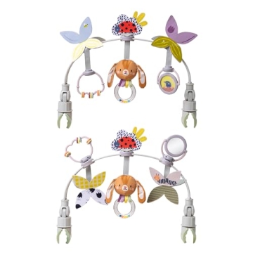 Taf Toys Baby Activity Arch, Stroller and Car Seat Toy Attachment with Rattling Beads Maze and Double-Sided Spinning Mirror, Ideal for Baby’s Fine Motor Skills Development, 0-12 Months