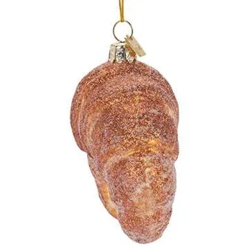 Noble Gems Croissant Glass Christmas Ornament for Holiday Decor