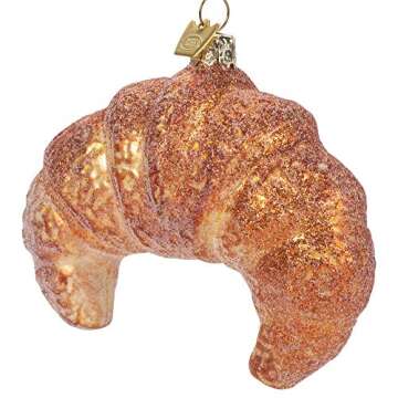 Noble Gems Croissant Glass Christmas Ornament for Holiday Decor